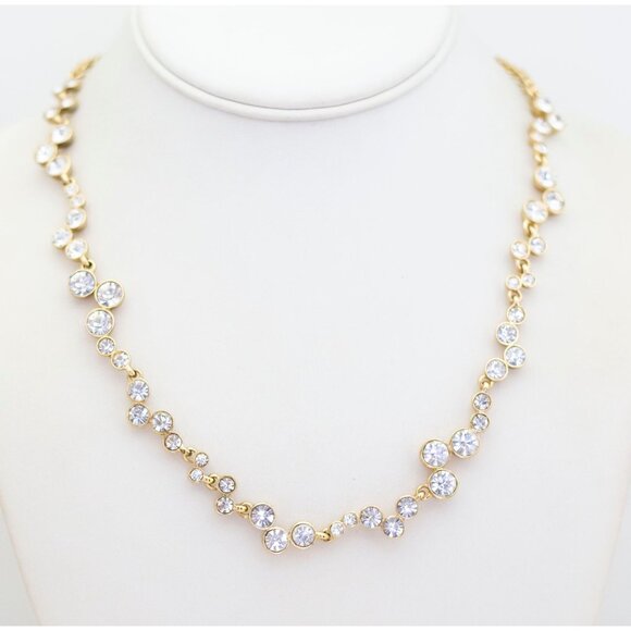 18 inch, Vintage Rhinestones Gold Tone Necklace by Anne Klein - i1 - Picture 2 of 3